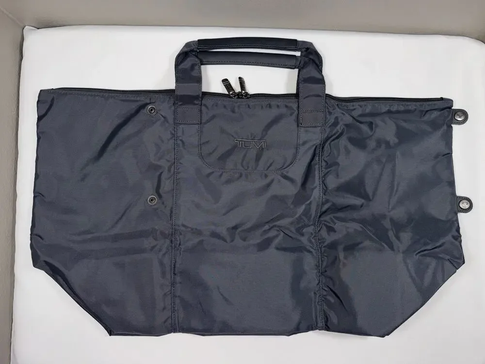 TUMI Lightweight Just In Case Foldable Travel Tote Bag Gray Weekender Overnight